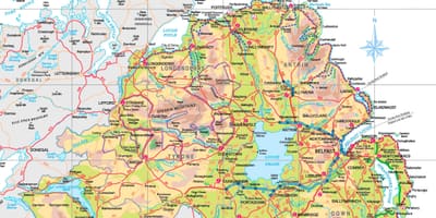 Умард ирландын газрын зураг дээр